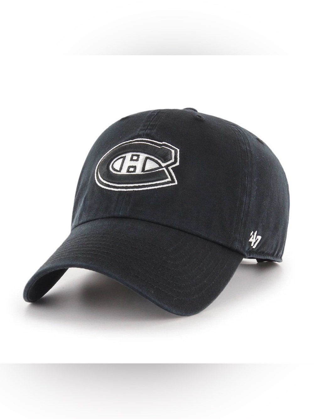 Montreal Canadiens NHL 47 Brand Men's Black White Clean Up Adjustable Hat